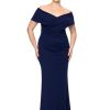 Women's Long Off The Shoulder Scuba Crepe Dress