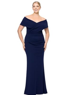Women's Long Off The Shoulder Scuba Crepe Dress