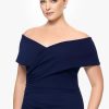 Women's Long Off The Shoulder Scuba Crepe Dress