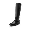 Women's Knee High Boots Square Toe Low Block Heel Casual Comfort Riding Long Boots with Side Zipper
