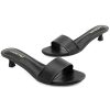Womens Heeled Sandals Open Round Toe Kitten Low Heels for Women Slip on Slide Sandals Mule Heels Fashion Comfort Dress Party
