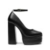 Women's Platform High Heels Closed Toe Chunky Block Pumps Square Toe Ankle Strap Dress Fashion Party Y2K Shoes