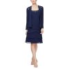 Women's Mother of The Bride Jacket Dress with Sequined Cut Out Shoulder