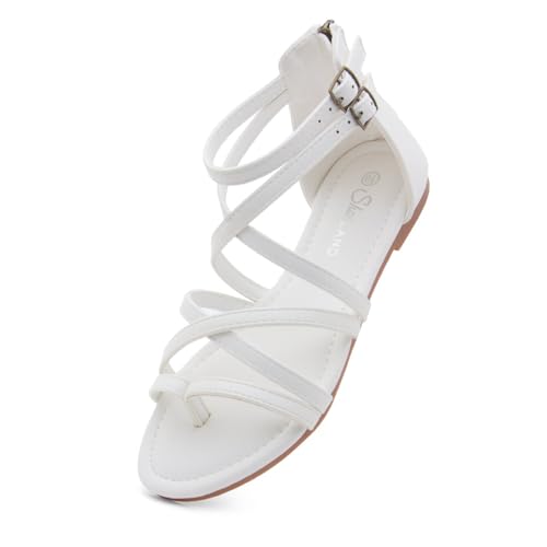 Gladiator Sandals for Women ??Strappy Flat Sandals with Ankle Strap & Back Zipper | Fisherman Thong Strappy Style for Walking, &