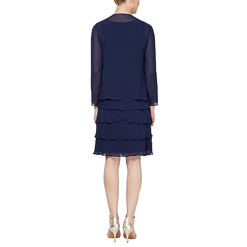 Women's Mother of The Bride Jacket Dress with Sequined Cut Out Shoulder