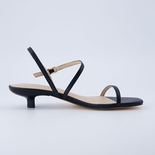 Soprano Women??s One Band Kitten Heel with Ankle Strap ?C Minimalist Dress Sandal with Memory Foam & Strappy Silhouette