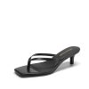 Kitten Heels for Women Flip Flop Low Heels Square Open Toe Sandals Thong 1.96 Inch Heeled Sandals for Summer Vocation