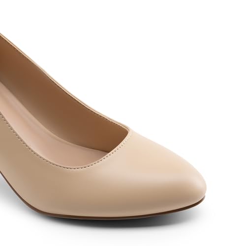 Women's Block Heels Closed Toe High Chunky Rounded Toe Pumps Comfortable Slip On Work Shoes