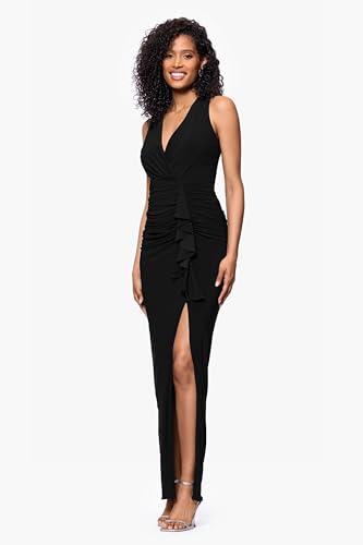 Women's Long Stretchy Sleeveless V-Neck Ruched Wrap Dress
