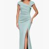 Women's Long Asymmetrical Neckline Scuba Dress