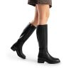 Women's Knee High Boots Square Toe Low Block Heel Casual Comfort Riding Long Boots with Side Zipper