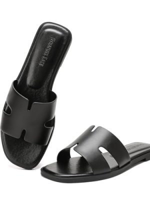 Open Toe Flat Dress Sandals Womens Slide Comfortable Summer Black, White, Tan Sandals for Women