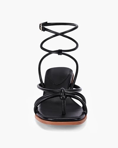Womens Strappy Heels Sandals Thong Gladiator Square Open Toe Low Kitten Heeled Criss Cross Ankle Strap Summer Dress Wedding