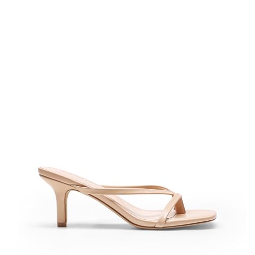 Heels for Women Flip Flops Kitten Low Heels Open Square Toe Thong Heeled Sandals, Fashion Comfort Shoes for Party Casual Slides