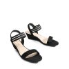 Women's Low Heel Wedge Sandals, Comfortable Slip-On Elastic Ankle Strap Summer Business Casual Dress Shoes