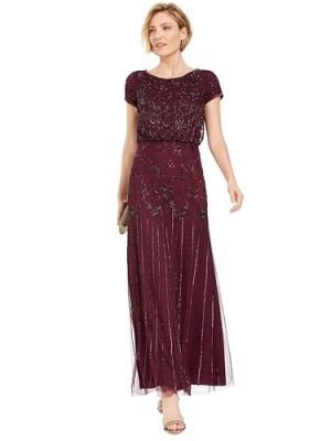 Women's Short Sleeve Beaded Gown