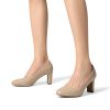 Women's Block Heels Closed Toe High Chunky Rounded Toe Pumps Comfortable Slip On Work Shoes