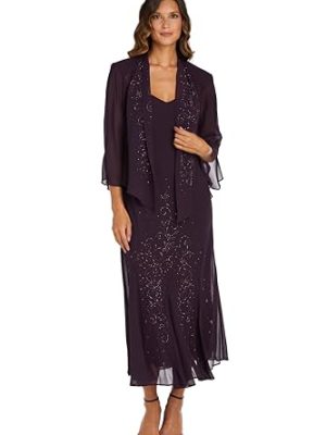 Womens Chiffon Beaded Dress with Jacket