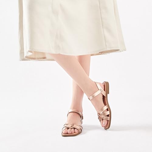 Women's Flat Slide Sandals - Casual Classic Simple Strappy Slip on Flat Summer Sandals.