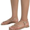 Women's Metallic Strappy Flat Sandals Open Toe Dressy Summer Beach Thong Slides