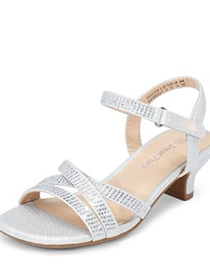 Girls Sandals Low Heel Dress Open Toe Sandals Flower Wedding Party for Little Kid/Big Kid