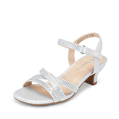 Girls Sandals Low Heel Dress Open Toe Sandals Flower Wedding Party for Little Kid/Big Kid