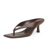 Women??s Kitten Heels Flip Flops Slip On Open Toe Low Heels Thong Square Slide Summer Fashion Party Heeled Dressy Sandals for