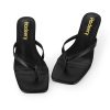 Women's Kitten Heels Thong Sandals Open Square Toe Flip Flop Low Heels 2.5 Inch Slip On Sexy Women Dressy Slide Shoes for Casual
