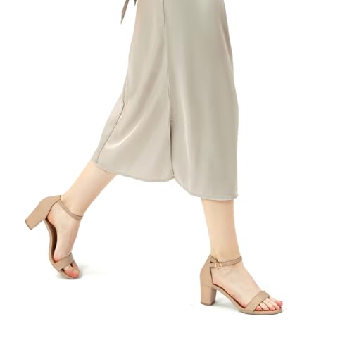 Women's Heeled Sandals Open Toe Ankle Strap 2.5-Inch Chunky Heels Dress Shoes Wide Feet Friendly