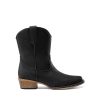 Women's Cowboy Cowgirl Western Ankle Boots Low Chunky Heels Square Toe Fall Short Booties Shoes
