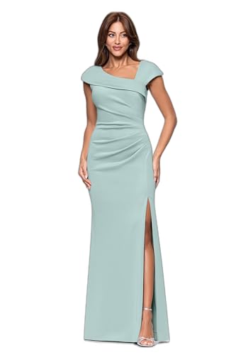 Women's Long Asymmetrical Neckline Scuba Dress
