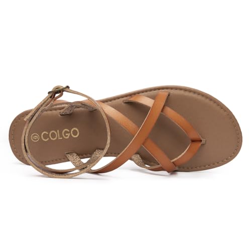 Women's Summer Strappy Flat Sandals, Adjustable Casual Fisherman Sandal with Open Toe Slingback Gladiator Sandals