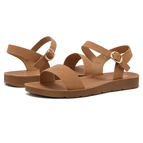 Flat Sandals for Women ??Open Toe 1 Band Ankle Strap Summer Dressy Sandals, Lightweight Casual Strappy Slip-On Flats with