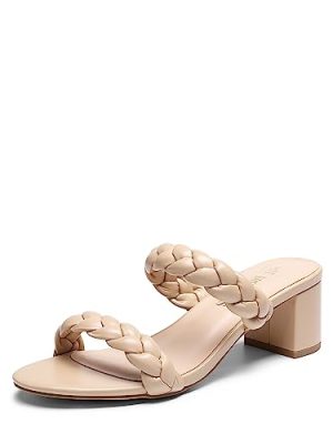 Women's Two Braided Strap Low Heels for Women Open Toe Block Chunky Heels Sandals Holiday Party Wedding Dress Pumps Shoes
