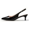 Low Kitten Heels Women's Slingback Dressy Pumps Pointed Closed Toe Ankle Strap Elegant Wedding Pumps Formal Comfortable Shoes