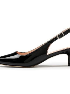 Low Kitten Heels Women's Slingback Dressy Pumps Pointed Closed Toe Ankle Strap Elegant Wedding Pumps Formal Comfortable Shoes