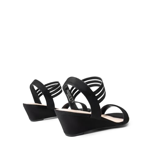 Women's Low Heel Wedge Sandals, Comfortable Slip-On Elastic Ankle Strap Summer Business Casual Dress Shoes
