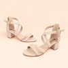 Women's Block Low Chunky Heel Strappy Sandals Open Toe Ankle Strap Dress Wedding Evening Shoe for Women Bridal