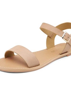 Women's Ankle Strap Flat Sandals Open Toes One Band Buckle Summer Dressy Sandals