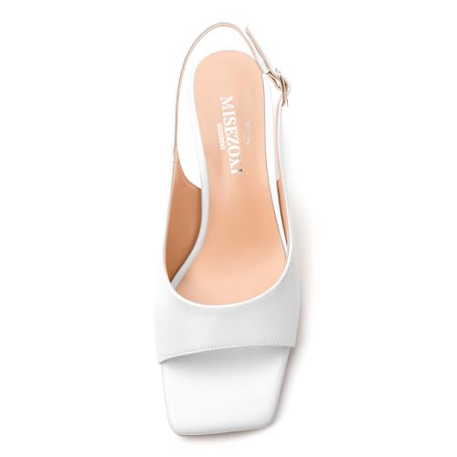 Womens Low Heel Slingbacks, Square Peep Toe Block Heel Sandals for Women, Comfort Heeled Casual Shoes
