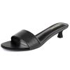 Womens Heeled Sandals Open Round Toe Kitten Low Heels for Women Slip on Slide Sandals Mule Heels Fashion Comfort Dress Party
