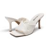 Women??s High Stilettos Heels Mules Open Square Toe Slip On Comfort Sexy Dress Pumps Sandals Evening Party Prom Dance Shoes