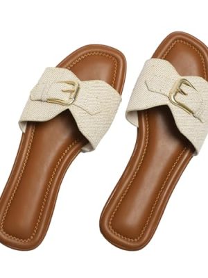 Womens Flat Sandals Dressy Sandals Comfort Slide Black Brown White Sandals Size 5-10