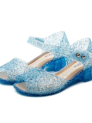 Princess Jelly Flats for Girls - Sparkly Dress Up Sandals for Birthday Party, Snow Queen Cosplay, Toddler & Kids (Ages 3-8) |