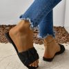 Women's Pleated Square Toe Slide Flat Sandals Summer Trendy Sandals Wedding Sandals