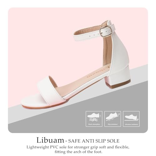 Girls fashion Sandals Heels Dress Pump Ankle Strap Open Toe Flower Girl Wedding Party for Little Big Kid