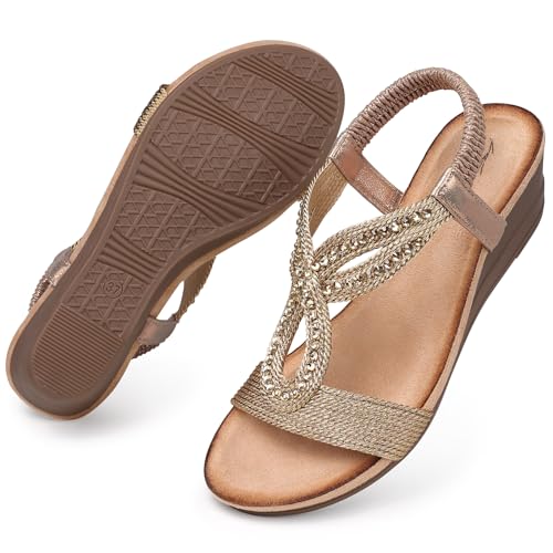 Wedge Sandals for Women Dressy: Summer Low Wedges Comfortable Open Toe Sandals