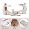 Girls Sandals Low Heels Ankle Strap Open Toe Dress Shoes Flower Girl Party Wedding Shoes for Girls