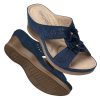 Womens Wedge Sandals Leather: Dressy Sandal, Rubber Sole, Comfortable Walking, Casual Slip on Summer Shoes, Size 5-11