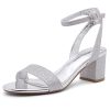 Women's Low Heels ?C 2.75 Inch Chunky Block Heeled Sandals | Clear Sandals, Open Toe Dressy Short Heels with Ankle Strap for
